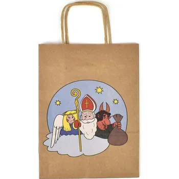 Dárková taška Taška hnědá papírová s uchem, Mikuláš, 18 x 24 x 8 cm