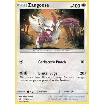 Sběratelská karetní hra Pokémon CEC 173/236 Zangoose - Cosmic Eclipse Stav: Excellent, Verze: NORMAL