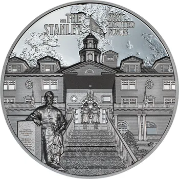 Stříbrná mince Nejstrašidelnější místa - Stanley Hotel 2 oz black proof 2023