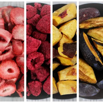 Sušené ovoce RAW lyofilizované jahody, maliny, broskve, švestky, 80 g