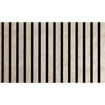Obklad HTI Akustický dekorativní lamelový panel Bříza Formát (mm): 2790x280x20 (0,78m2), Podklad: černá