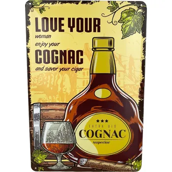 Plechová cedule DODINO Plechová cedule Love Your Cognac 20 x 30 cm
