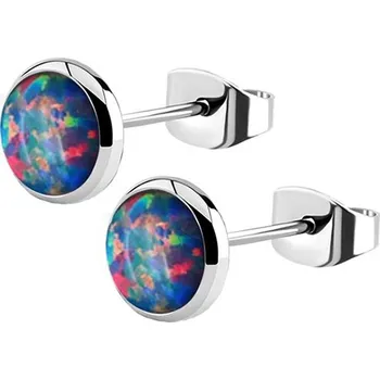 Náušnice Šperky4U Ocelové náušnice, OPÁL 6 mm - NB1-OP01