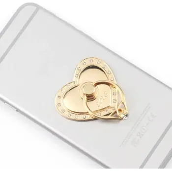 Kroužek na mobil na prst | držák na telefon, motiv srdíčko - Zlatý