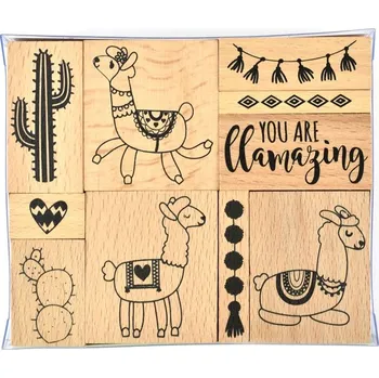 Dětské razítko Dřevěná razítka, lama, sada 10 ks