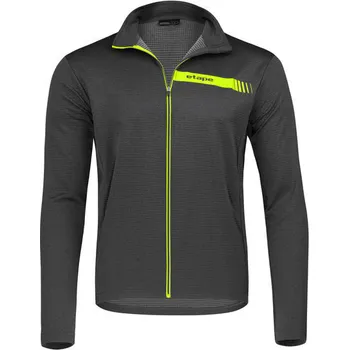 cyklistický dres Dres na kolo ETAPE Solid dlouhý rukáv pánský antracit-žlutá fluo Velikost: S