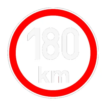 samolepka Maximální rychlost 180km - nejvyšší konstrukční rychlost (09 - bílá) SAMOLEPKA NA AUTO, NÁLEPKA, FÓLIE, POLEP, TUNING, VLASTNÍ TEXT, TISK, AUTOSAMOLEPKY.cz, POLEPY, OBRÁZEK, LOGO, 3D STICKERS