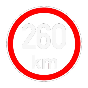 samolepka Maximální rychlost 260km - nejvyšší konstrukční rychlost (09 - bílá) SAMOLEPKA NA AUTO, NÁLEPKA, FÓLIE, POLEP, TUNING, VLASTNÍ TEXT, TISK, AUTOSAMOLEPKY.cz, POLEPY, OBRÁZEK, LOGO, 3D STICKERS
