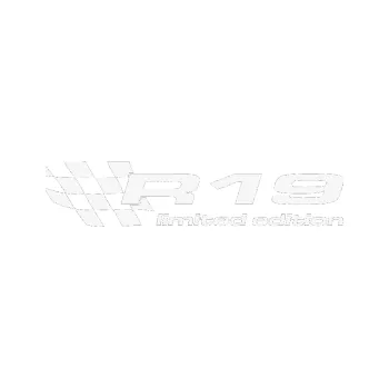 Polep vozidla SAMOLEPKA R19 limited edition levá (09 - bílá) NA AUTO, NÁLEPKA, FÓLIE, POLEP, TUNING, VLASTNÍ TEXT, TISK, AUTOSAMOLEPKY.cz, POLEPY, OBRÁZEK, LOGO, SAMOLEPKY