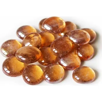 Dekorační lesklé skleněné kamínky čirá-oranžová, 50 ks