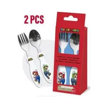 Příbor Sada kovových dětských příborů 2 ks - Super Mario