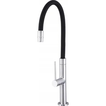 Vodovodní baterie Gamma Flex Slim, vysoká kuchyňská baterie s elastickým ramenem h-480 mm, černá-chromová, GMA-BFXSL-CH
