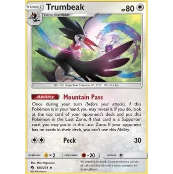 Volný čas Pokémon LOT 165/214 Trumbeak - Lost Thunder Stav: Excellent, Verze: NORMAL