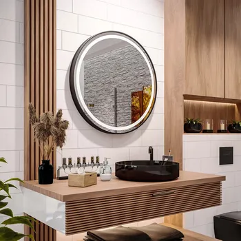 Zrcadlo <PRODUCT>Zcadlo kulaté LED LOFT LONDON v rámu z broušeného hliníku<PRODUCT>