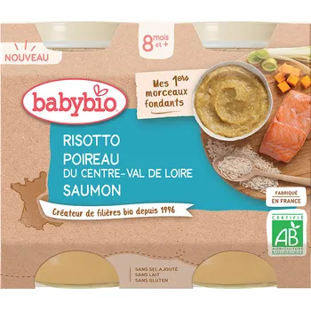 BABYBIO rizoto s pórkem, máslovou dýní a lososem 8m+ 2 x 200 g