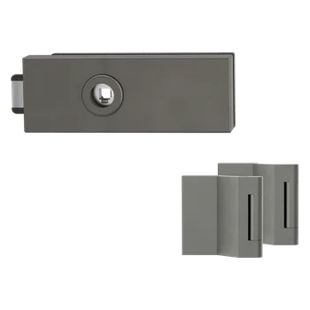 Dveřní kování GK - PURISTO S - ZÁMEK na skleněné dveře - UV (vč. závěsů) kování na sklo bez otvoru Kašmír šedá (77)