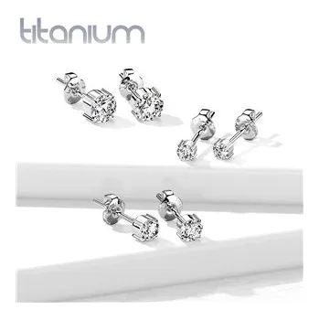 Náušnice KM2017-03 Titanové náušnice se zirkony