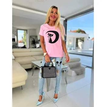 Dámské tričko cat - růžová - S