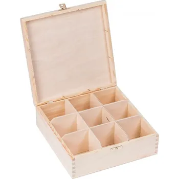 Dárková krabička Krabička dřevěná na čaj 22,5x22,5x8,2 cm zapínání