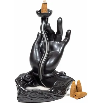 Stojánek pro vonné kužely s tekoucím kouřem Ruka s lotosem cca 15 cm