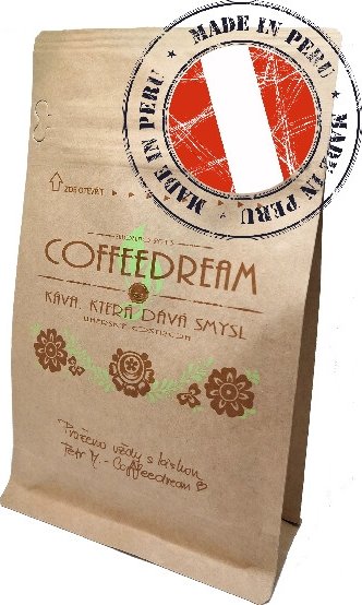 COFFEEDREAM | Káva PERU DECAFEINATED Gr.1 - 100g / třívrstvý sáček se zipem / Zrnková Káva PERU DE5