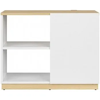 Prodejní regál Denton regál REG1D/100/75, bílý lesk/dub polský