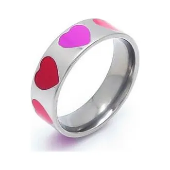 Prsten OPR1889-55 Ocelový prsten se srdíčky