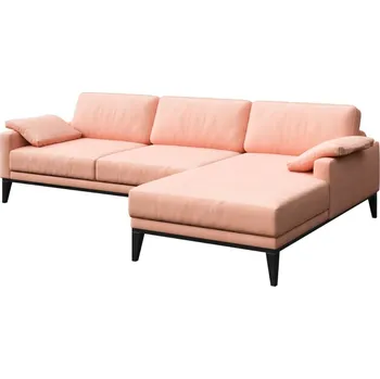 Pohovka Světle růžová sametová rohová pohovka MESONICA Musso 248 cm, pravá