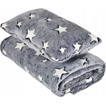 Pelíšek pro psa Deka + polštář L - šedá / hvězdy