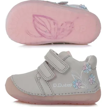 Dívčí polobotky Dětské celoroční boty S070-41484 světle šedá s kytičkami, D.D.Step Velikost: 20