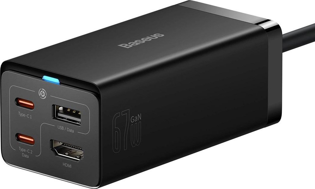 Baseus Nabíječka do sítě GaN5 Pro 2x USB-C/USB-A/HDMI 67W kabel 1.5m/USB-C kabel 1m černá