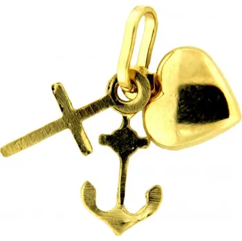 Přívěsek Zlatý přívěsek kotva, srdce, kříž, štěstí, víra a naděje 4073