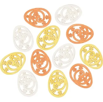 Velikonoční dekorace Vajíčko dřevěné 3 barvy 4 cm, 12 ks