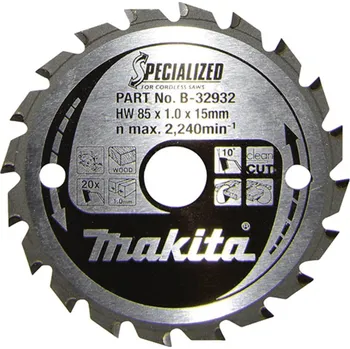 Pilový kotouč Makita SPECIALIZED B-32932 tvrdokovový pilový kotouč 85 x 15 x 0.7 mm Počet zubů (na palec): 20 1 ks