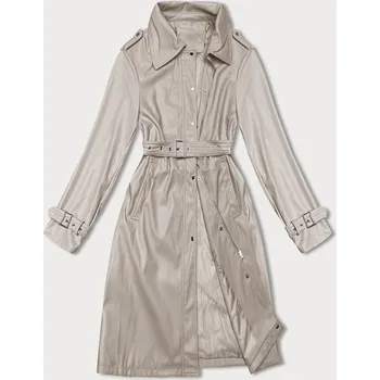 Dámský kabát Volný dámský kabát z ekologické kůže J Style v teplé béžové barvě (11Z8101) odstíny béžové XL (42)