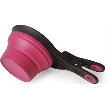 Skládací miska s klipsem | odměrka na granule - růžový,M