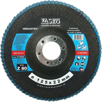 Brusný kotouč Lamelový brusný kotouč na kov a NEREZ 125x22,2, zrno 80, INDUSTRY