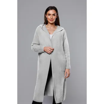 Přehoz na lůžko Alpaka šedý vlněný přehoz s kapucí pro ženy, odstíny šedé uni velikost i392_21639-50