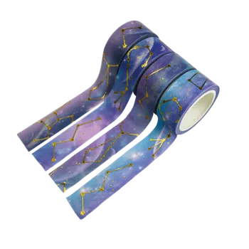 Lepicí páska GS Sada 4 washi pásek, modro-fialové souhvězdí