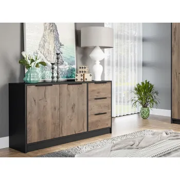 Komoda Komoda Pangaz 2D3S, Barva: Černá/Dub viking MIRJAN 5903211304590