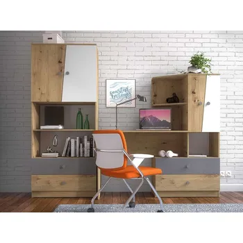 Dětský pokoj Nábytek do studentského pokoje Wurak III, Barva: dub artisan / bílý + šedý MIRJAN 5903211060076