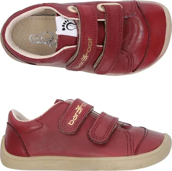 Dívčí polobotky 3F Nízké kožené boty bar3foot 3Be28/L27 vínové, suchý zip, barefoot velikost: 31