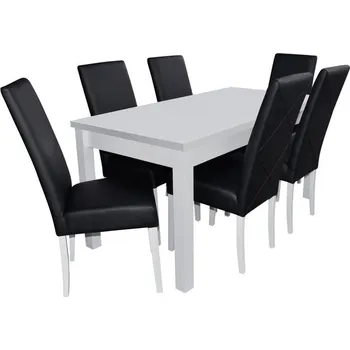 Jídelní set Jídelní set pro 6 osob - RK013, Barva dřeva: bílá, Potah: Lawa 02 MIRJAN 5902928425581