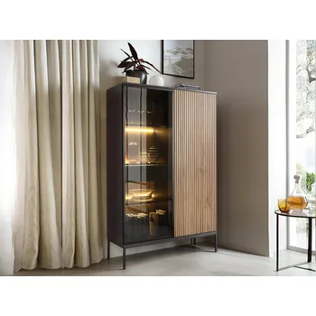 Knihovna Vitrína Dornis WTSZ104, Barva: černý grafit / dub wotan MIRJAN 5903211287572