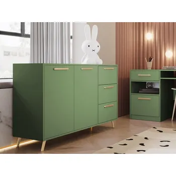 Komoda Komoda pro mládež Lily II, Barva: zelená / zelená + zlatá MIRJAN 5903211066092