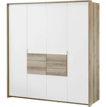 Šatní skříň Šatní skríň Persearo 205, Barva: dub grand natural / bílá + dub grand natural MIRJAN 5903211164743