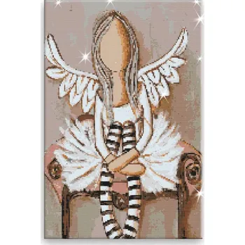 Diamantové malování Diamantové malování - Anděl s podkolenkami - 40x60 cm, plátno vypnuté na rám - CZ výroba