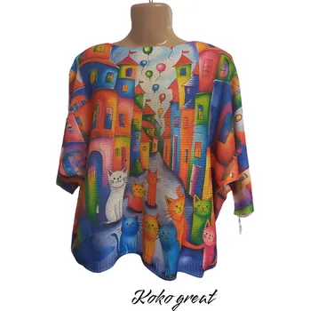 Dámský svetr Dámský příznivý svetřík, koťata ve městě