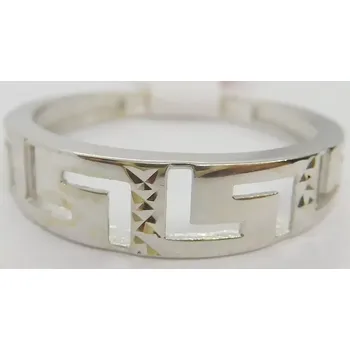 Prsten Klenoty Budín Dámský prsten z bílého zlata s gravírováním - řecký typ 585/1,70gr vel. 56 HK1148 (Klenoty Budín Dámský prsten z bílého zlata s gravírováním - řecký typ 585/1,70gr vel. 56 HK1148)