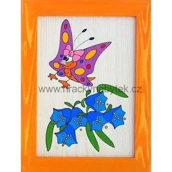 Ručně malovaný dřevěný obrázek 25 x 33 cm motýl
